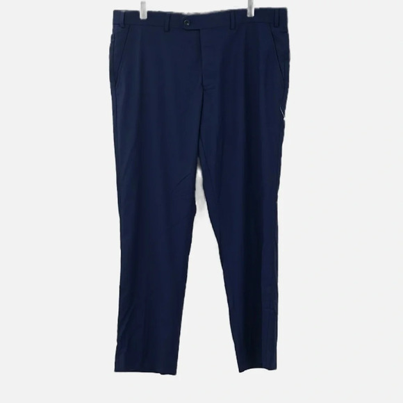 Perry Ellis Portfolio Flat Front Hemmed Dress Pants in Blue - NWOT - Size 38 - Picture 1 of 5